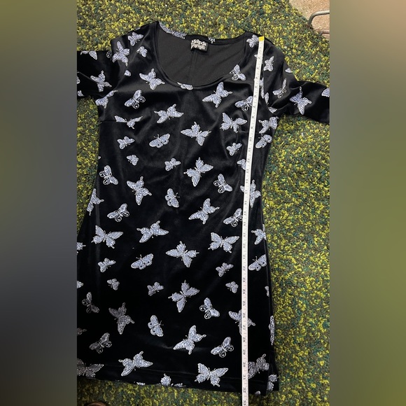 Vintage 90s Velvet Butterfly Print Dress by Melinda Women’s Size M - Picture 10 of 13